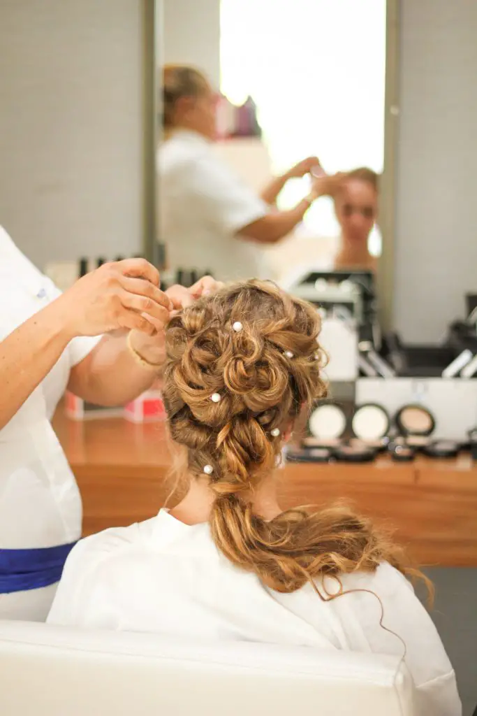 wedding hair trial with hair accessories